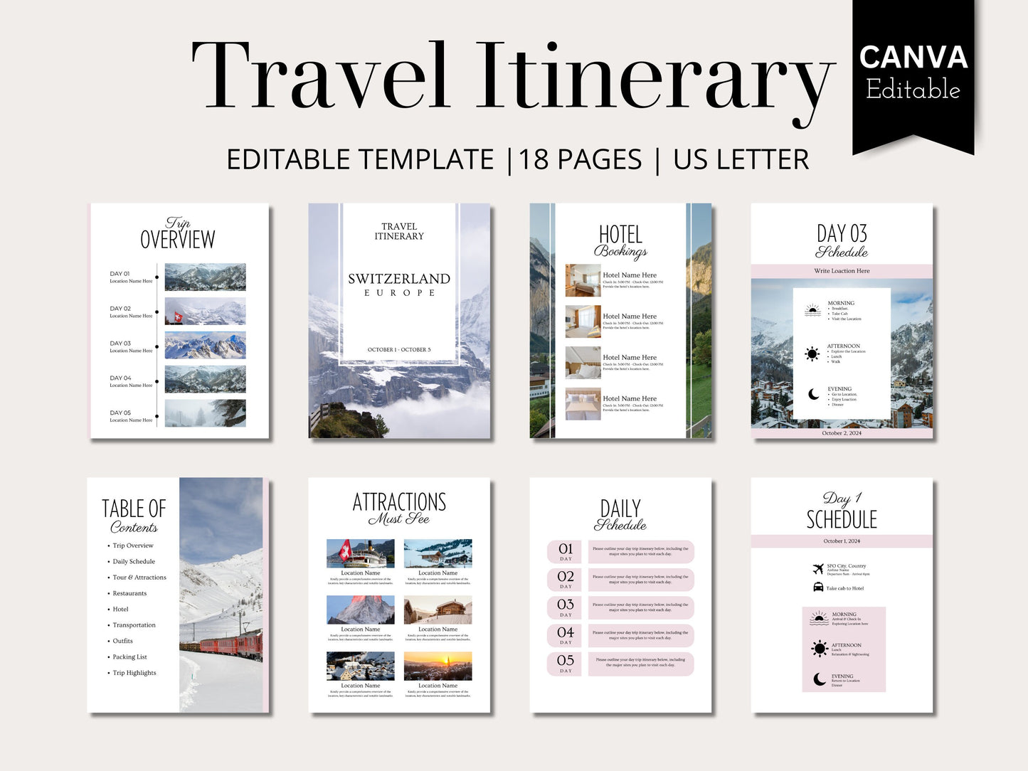 Editable Greece Travel Itinerary Template (PDF)
