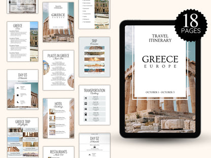 Editable Greece Travel Itinerary Template (PDF)