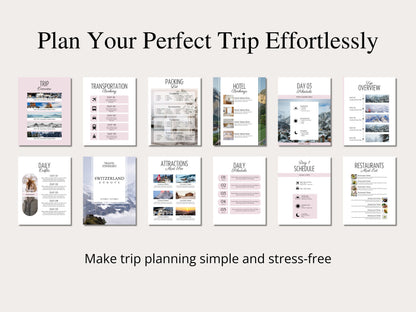 Editable Switzerland Travel Itinerary Template (Canva, PDF)
