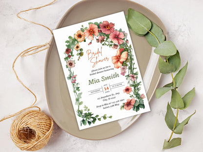 Editable Wildflower Bridal Shower Invitation: Floral Garden Party (PDF)
