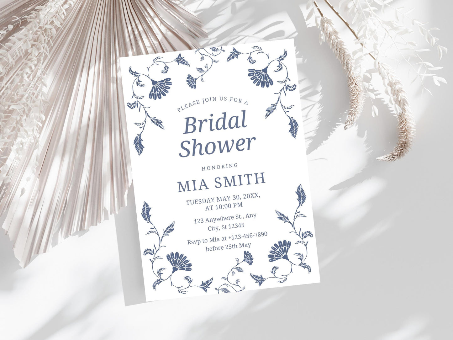 Editable Floral Bridal Shower Invitation Template (PDF)