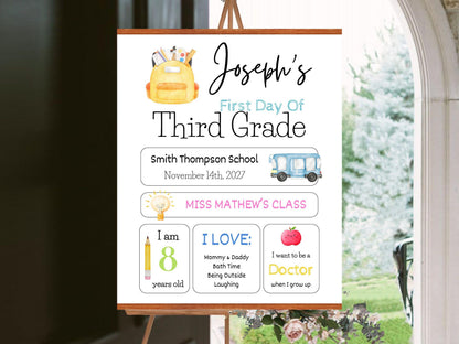 Chalkboard Back To School Sign, Editable First Day Sign (Digital Download)
