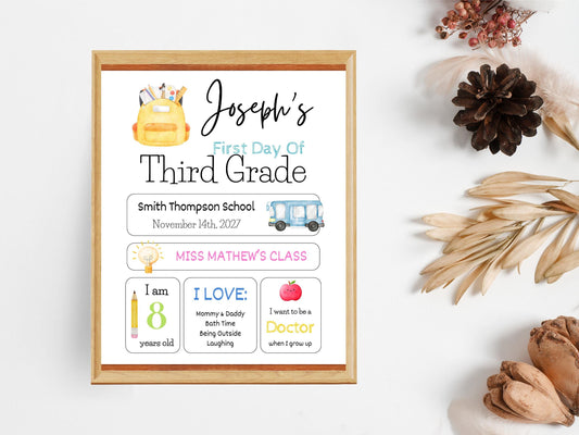 Chalkboard Back To School Sign, Editable First Day Sign (Digital Download)