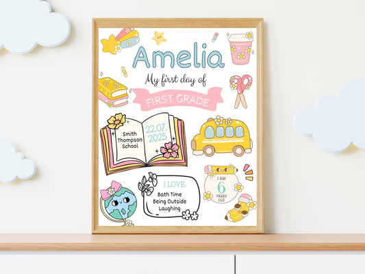 Editable Chalkboard First Day of School Sign Template (Digital Download)
