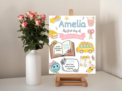 Chalkboard Back To School Sign, Editable 2nd Grade Template (Digital Download)