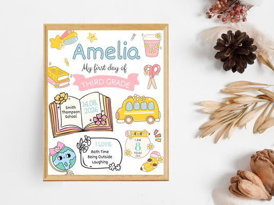 Chalkboard First Day of School Sign, Editable Template (Digital Download)