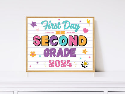 First Day of Second Grade Sign Template, Back To School (Digital Download)
