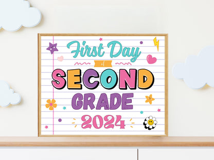First Day of Second Grade Sign Template, Back To School (Digital Download)