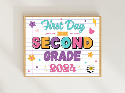 First Day of Second Grade Sign Template, Back To School (Digital Download)