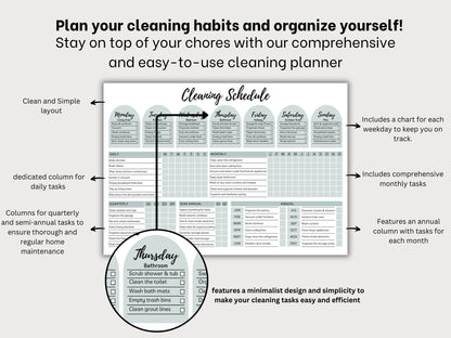 Cleaning Planner Checklist Bundle: Editable Chores Chart (Digital)