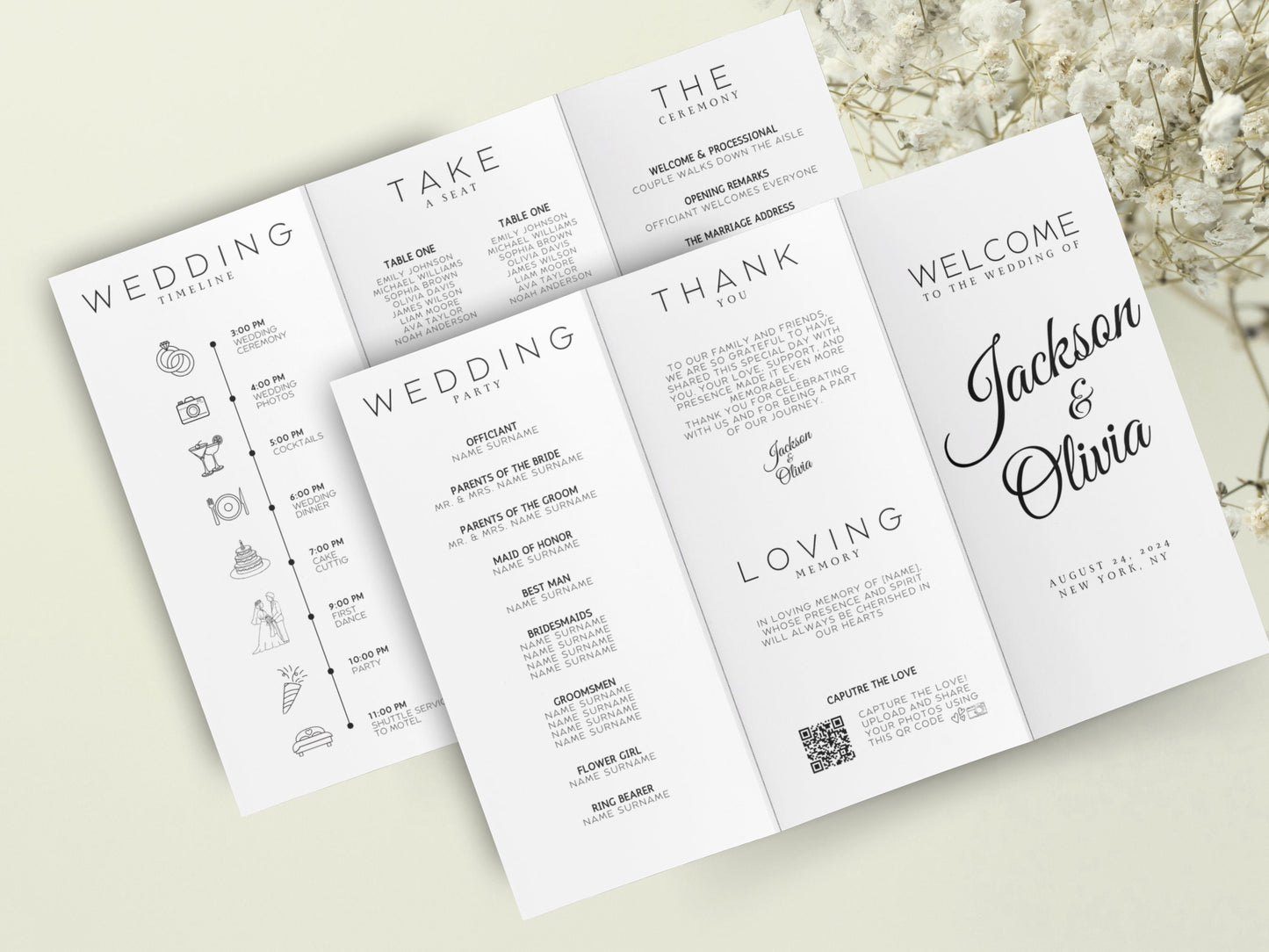 Minimalist Gatefold Wedding Invitation Template (Printable)