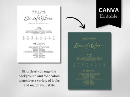Minimalist Wedding Welcome Sign Template: Editable Poster (Instant Download)