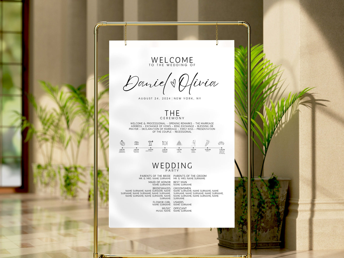 Minimalist Wedding Welcome Sign Template: Editable Poster (Instant Download)