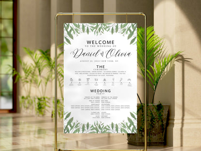 Editable Greenery Wedding Welcome Sign Template (Instant Download)