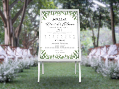 Editable Greenery Wedding Welcome Sign Template (Instant Download)