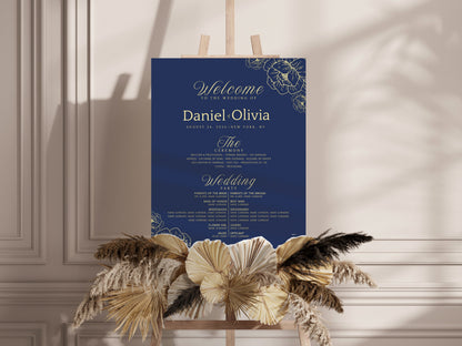 Gold Eucalyptus Wedding Welcome Sign Template (Instant Download)
