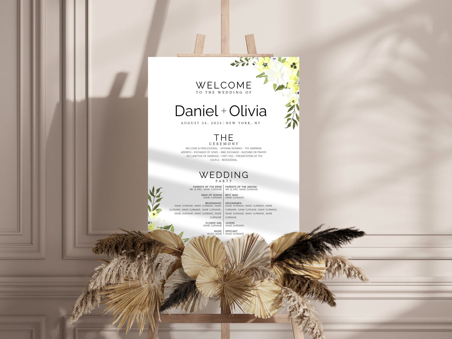 Greenery Wedding Welcome Sign Template: Editable Eucalyptus Design (Instant Download)