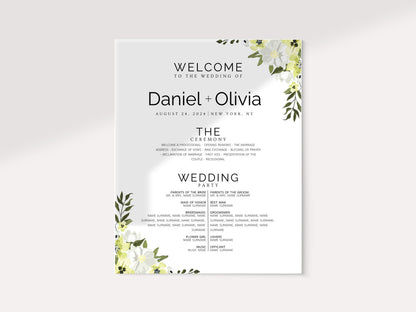 Greenery Wedding Welcome Sign Template: Editable Eucalyptus Design (Instant Download)