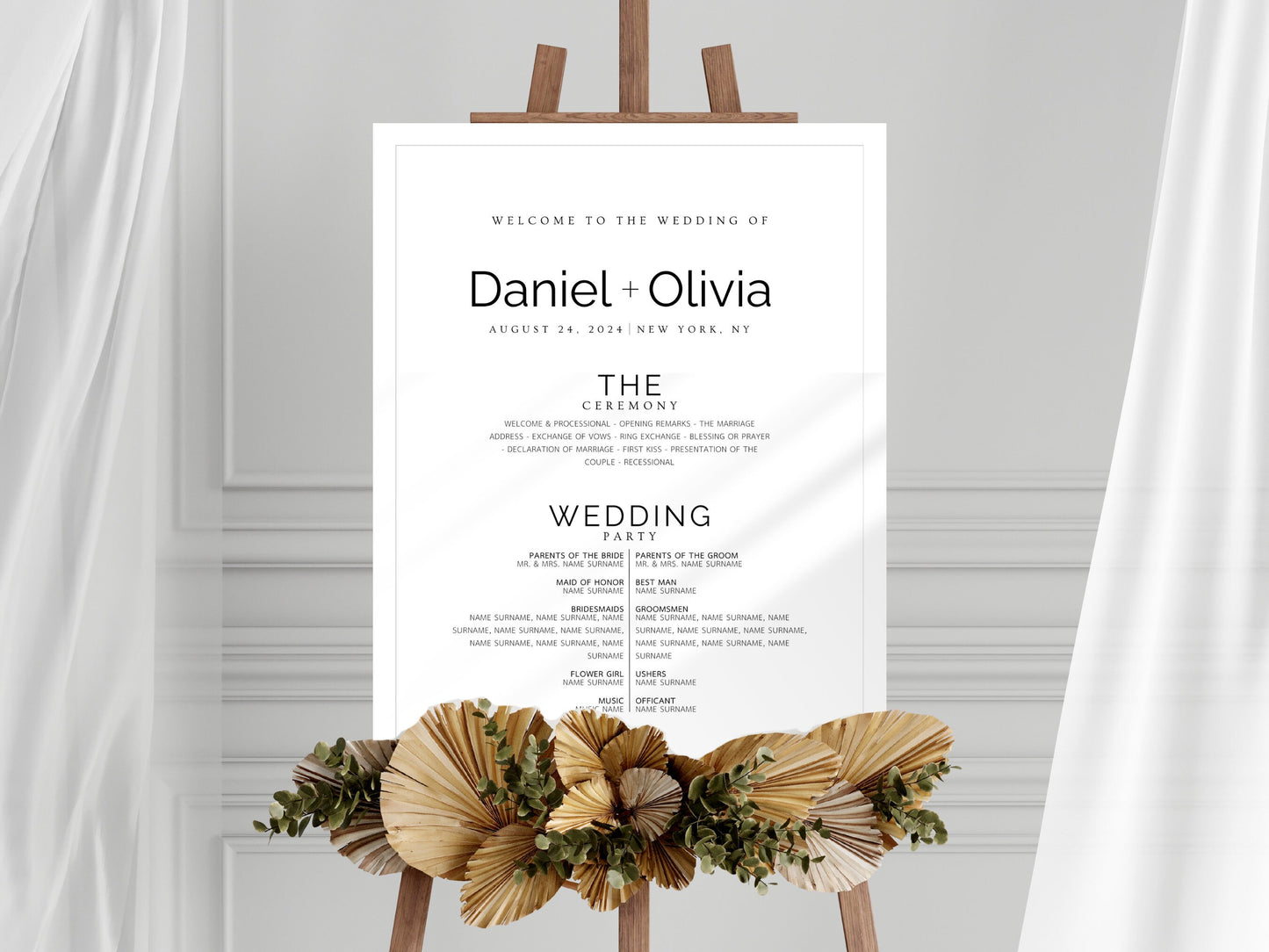 Minimalist Eucalyptus Wedding Welcome Sign Template (Instant Download)