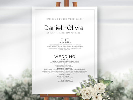 Minimalist Eucalyptus Wedding Welcome Sign Template (Instant Download)