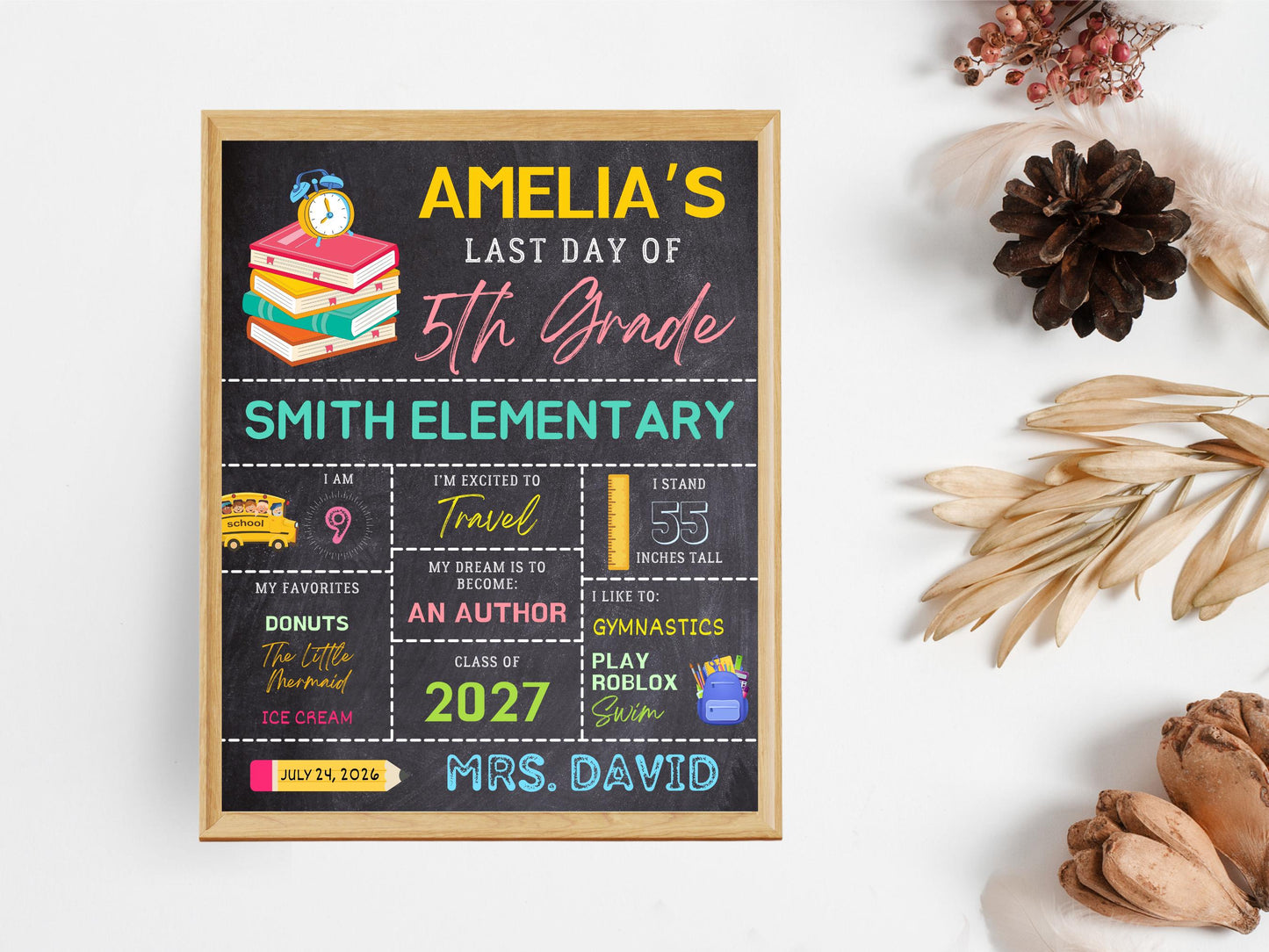 Chalkboard Back To School Sign Template: Editable 8x10 (Digital Download)