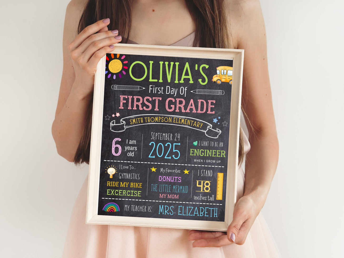 Chalkboard Back To School Sign Template: Editable First Grade Design (Digital Download)