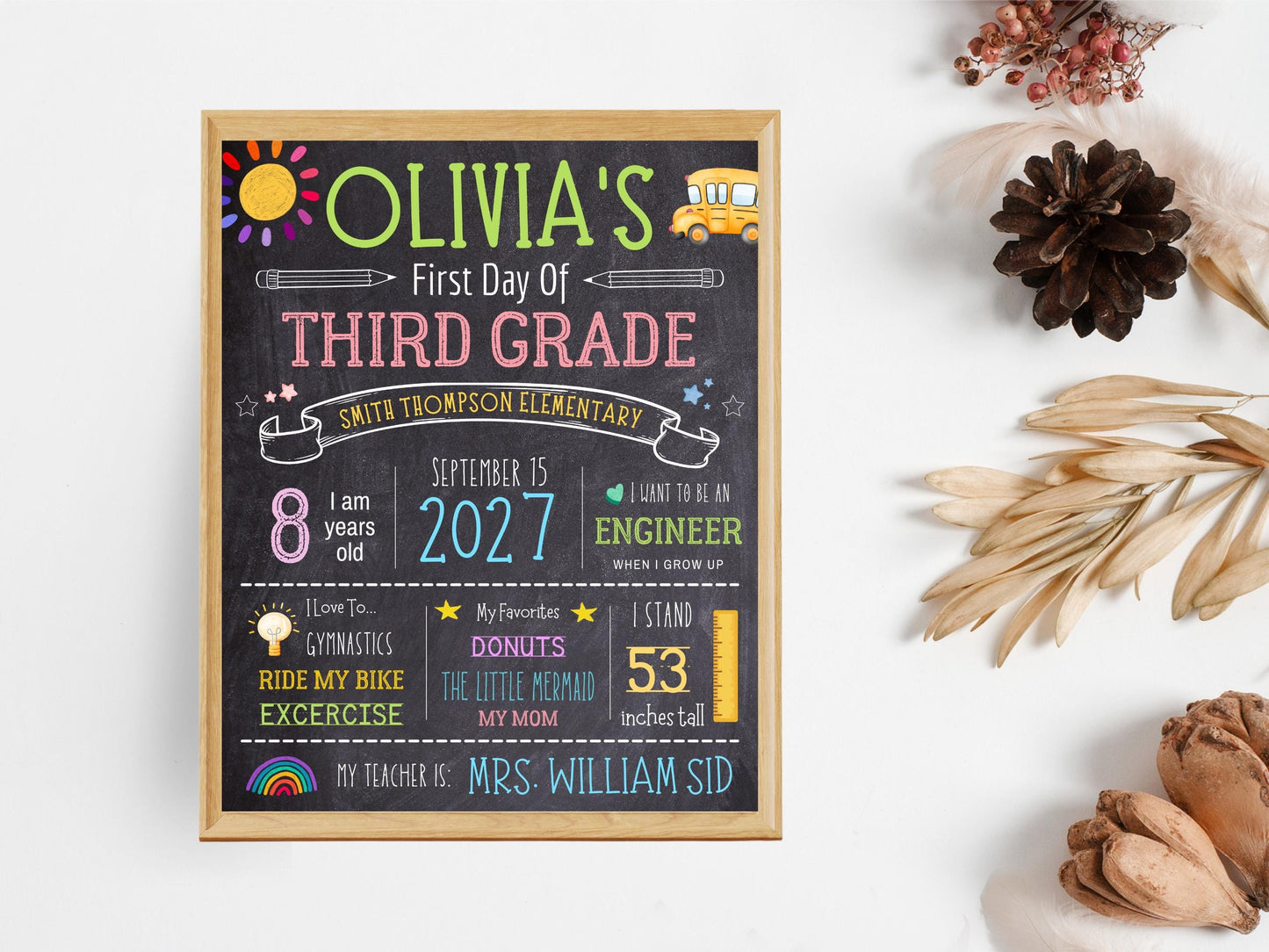 Editable Chalkboard Back To School Sign Template (Digital Download)