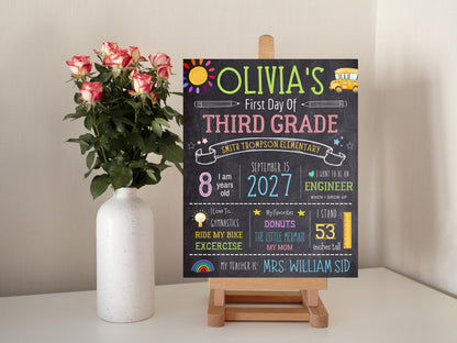 Editable Chalkboard Back To School Sign Template (Digital Download)