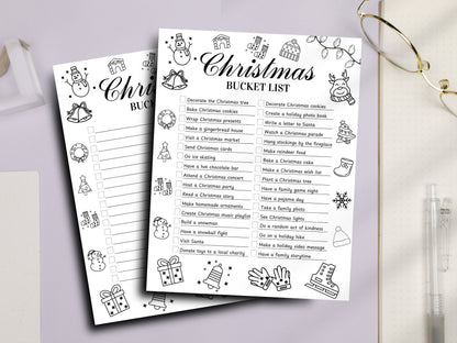 Editable Christmas Bucket List Template | Holiday Planner Printable PDF | Christmas Goals & Traditions Tracker