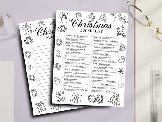Editable Christmas Bucket List Template | Holiday Planner Printable PDF | Christmas Goals & Traditions Tracker