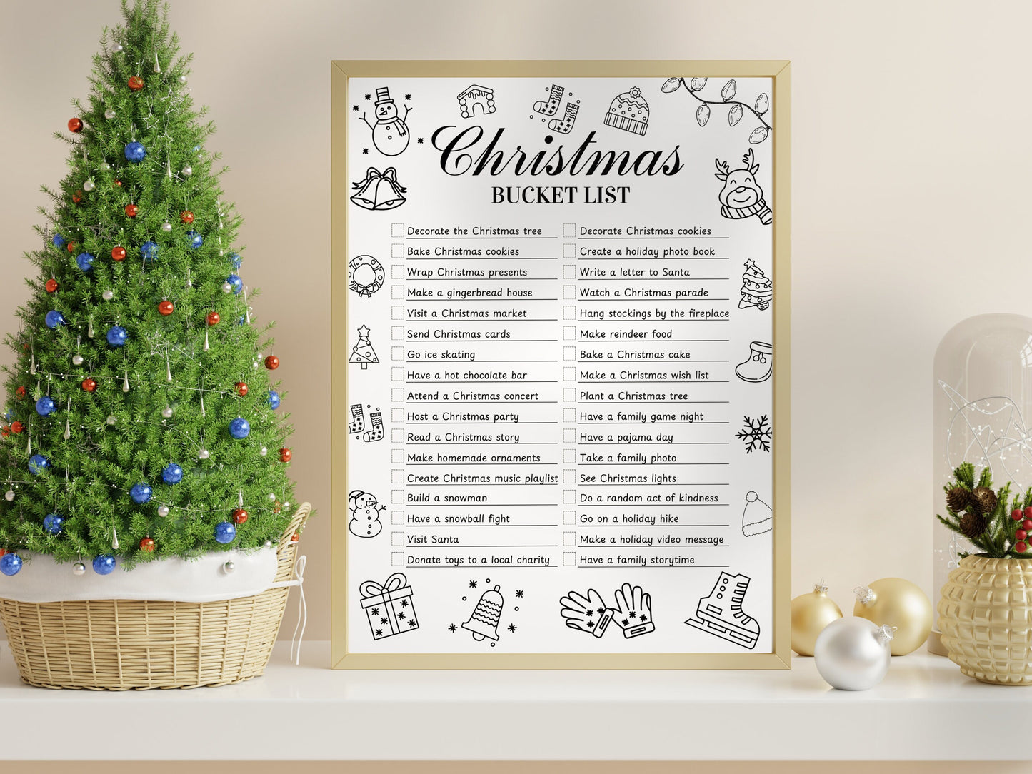 Editable Christmas Bucket List Template | Holiday Planner Printable PDF | Christmas Goals & Traditions Tracker