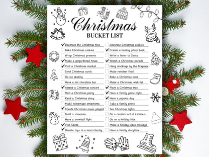 Editable Christmas Bucket List Template | Holiday Planner Printable PDF | Christmas Goals & Traditions Tracker