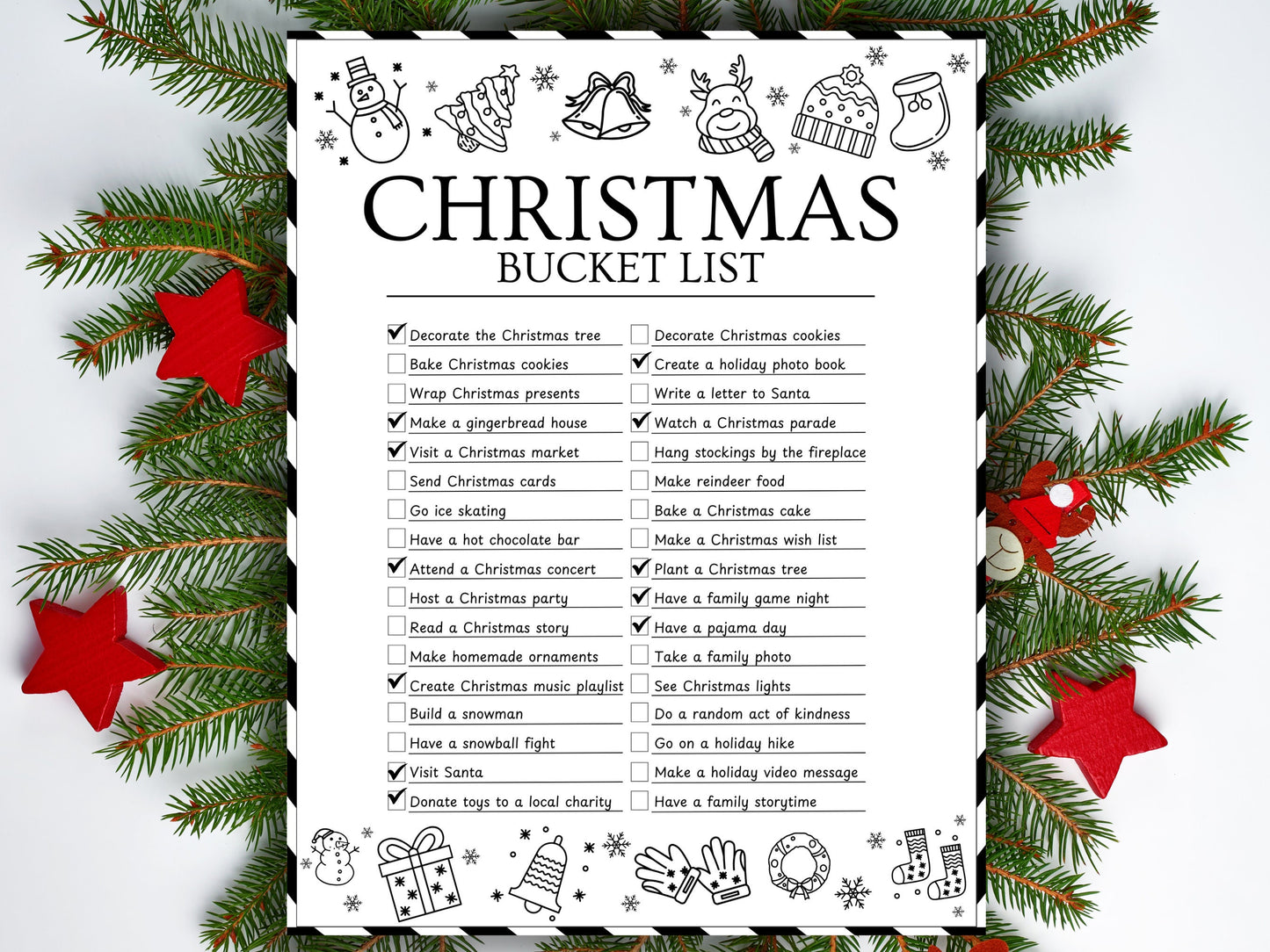 Editable Christmas Bucket List Template: Holiday Checklist (US Letter) (Digital Download)