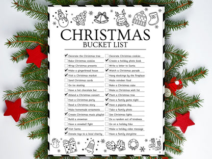 Editable Christmas Bucket List Template: Holiday Checklist (US Letter) (Digital Download)