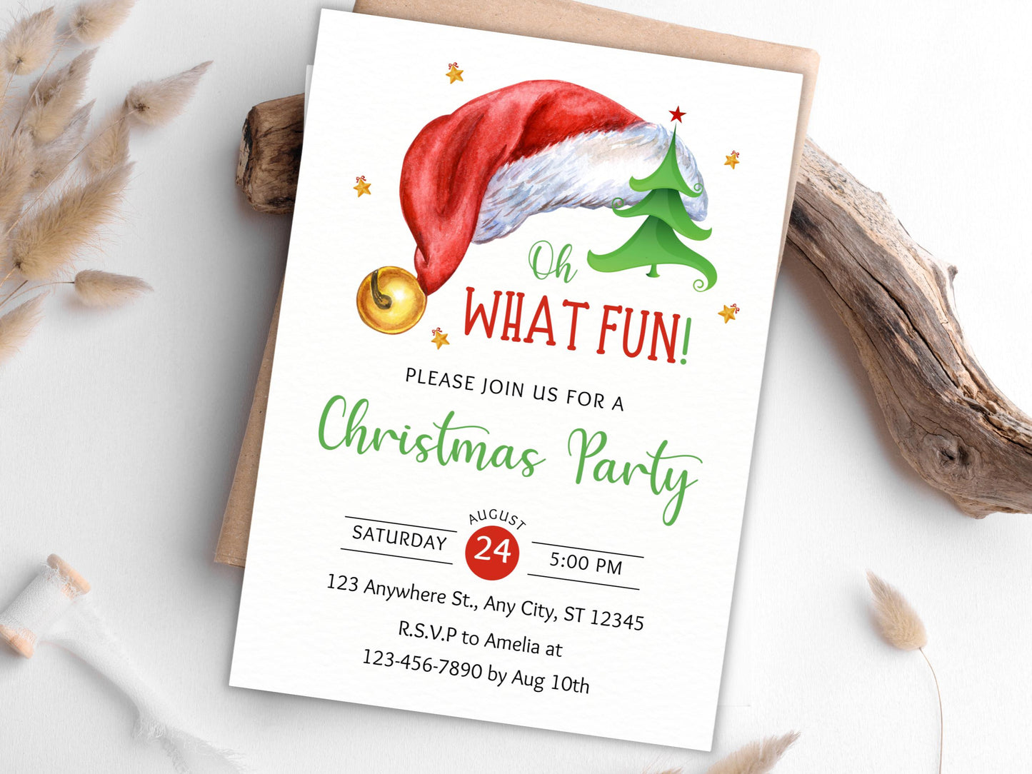 Santa Christmas Party Invitation Template: Jingle & Mingle (Digital Download)