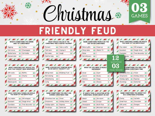 Christmas Feud Game Template: Party Game (Printable 2024 Version)
