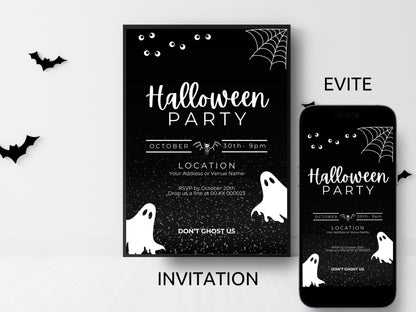 Editable Halloween Party Invitation: Canva Template (Digital Download)