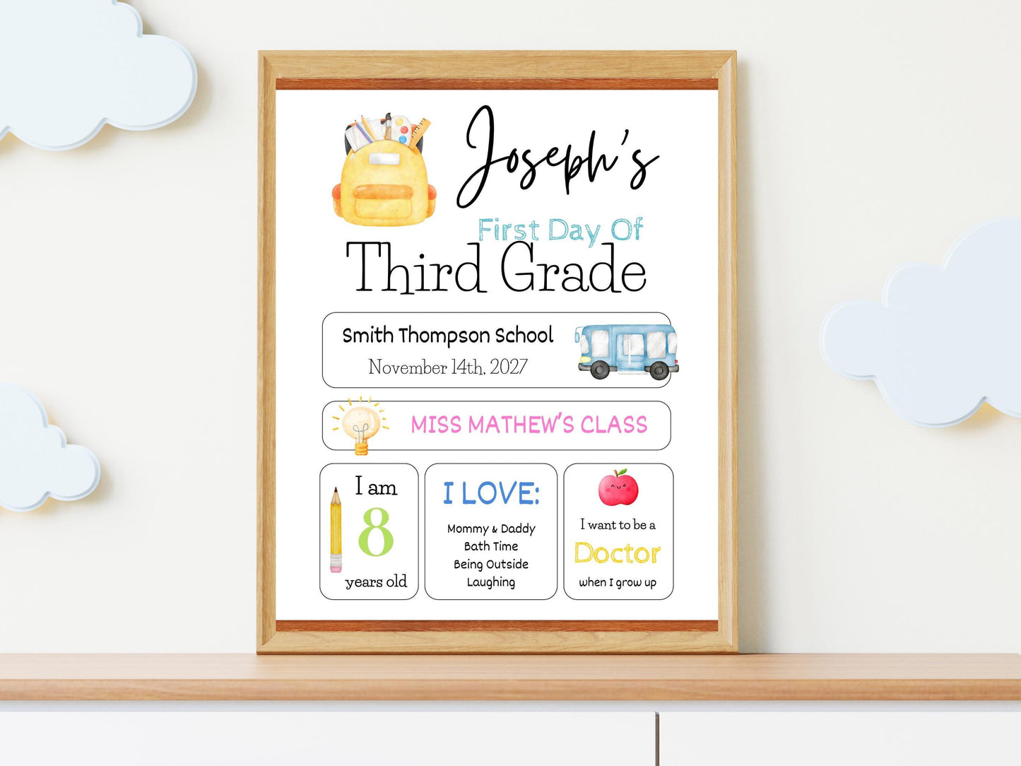 Chalkboard Back To School Sign, Editable First Day Sign (Digital Download)