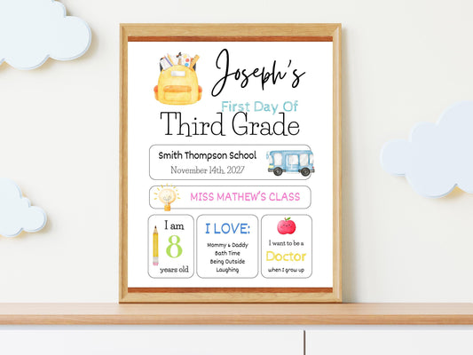 Chalkboard Back To School Sign, Editable First Day Sign (Digital Download)