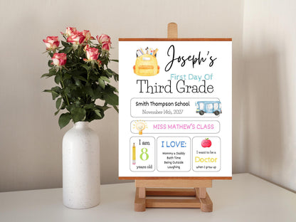 Chalkboard Back To School Sign, Editable First Day Sign (Digital Download)