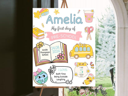 Chalkboard Back To School Sign Template, First Day, Editable (Digital Download)
