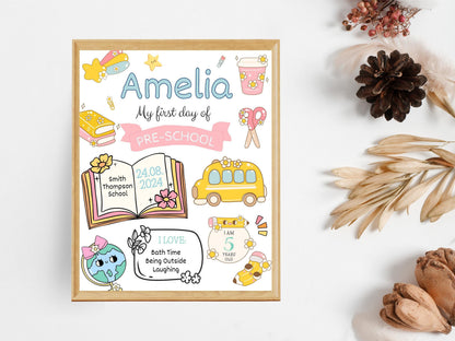 Chalkboard Back To School Sign Template, First Day, Editable (Digital Download)