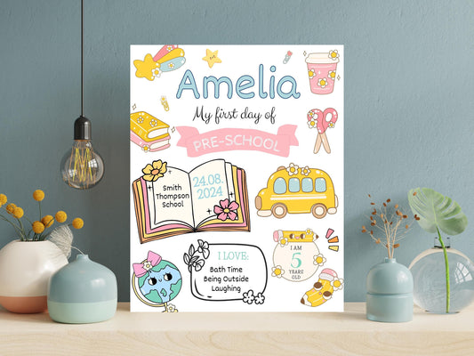 Chalkboard Back To School Sign Template, First Day, Editable (Digital Download)