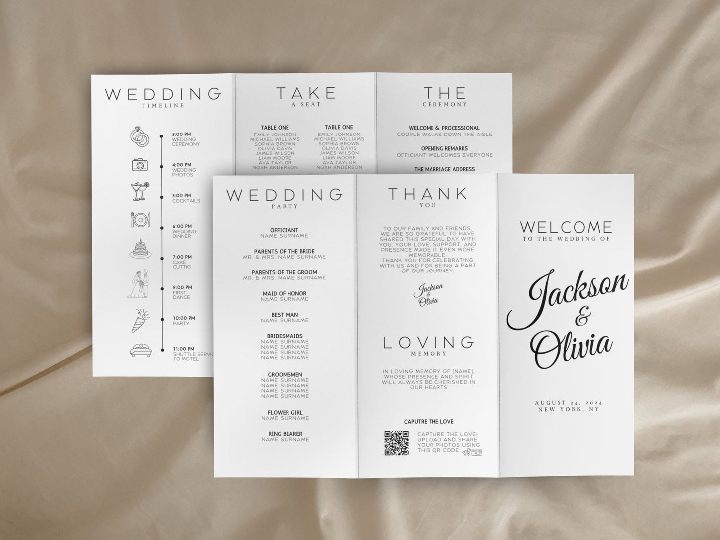 Minimalist Gatefold Wedding Invitation Template (Printable)
