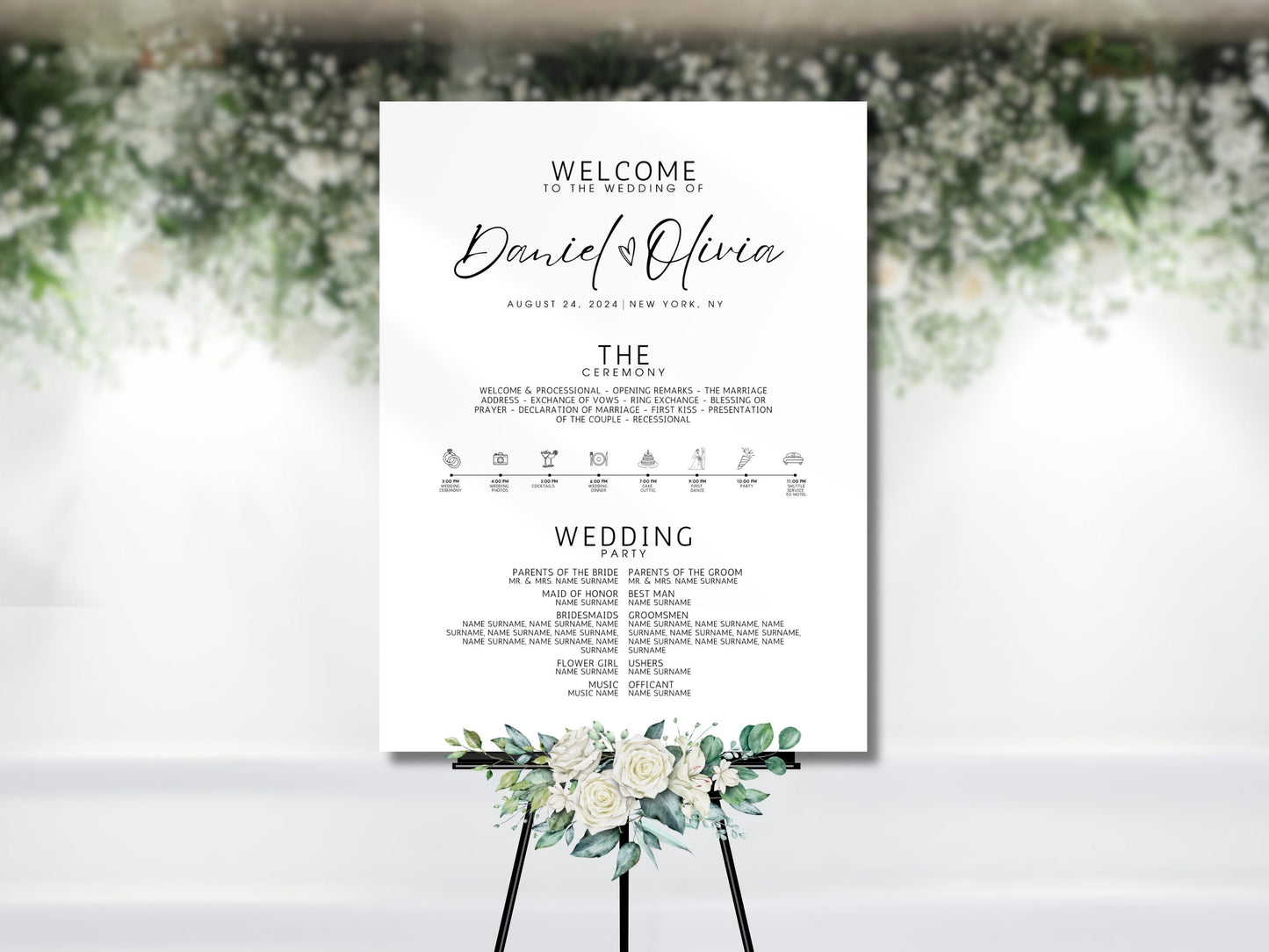 Minimalist Wedding Welcome Sign Template: Editable Poster (Instant Download)