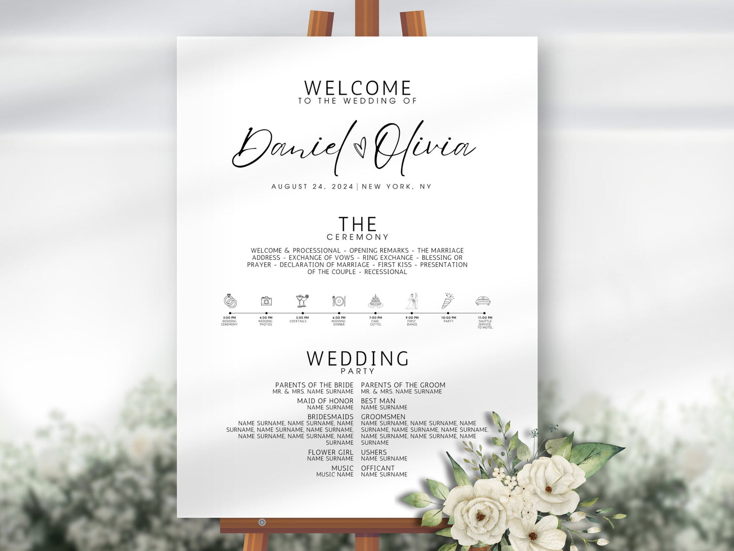 Minimalist Wedding Welcome Sign Template: Editable Poster (Instant Download)