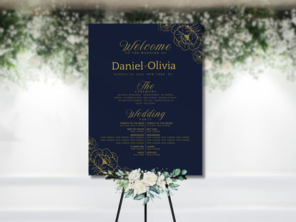 Gold Eucalyptus Wedding Welcome Sign Template (Instant Download)