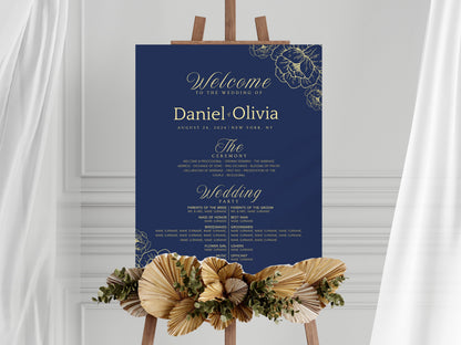 Gold Eucalyptus Wedding Welcome Sign Template (Instant Download)