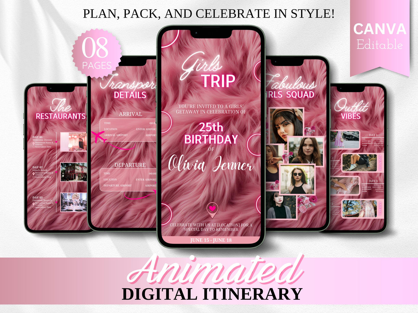 Editable Birthday Weekend Itinerary: Girls Trip Template (Digital Download)