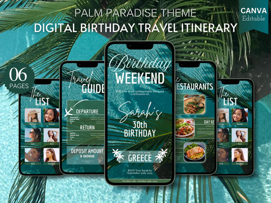 Editable Birthday Weekend Itinerary: Girls Trip Invitation (Digital)